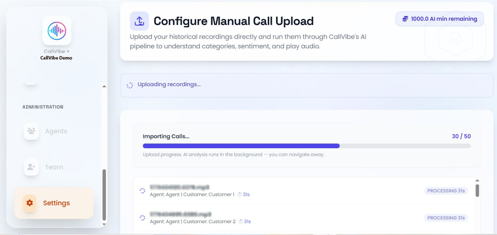 Bulk upload processing