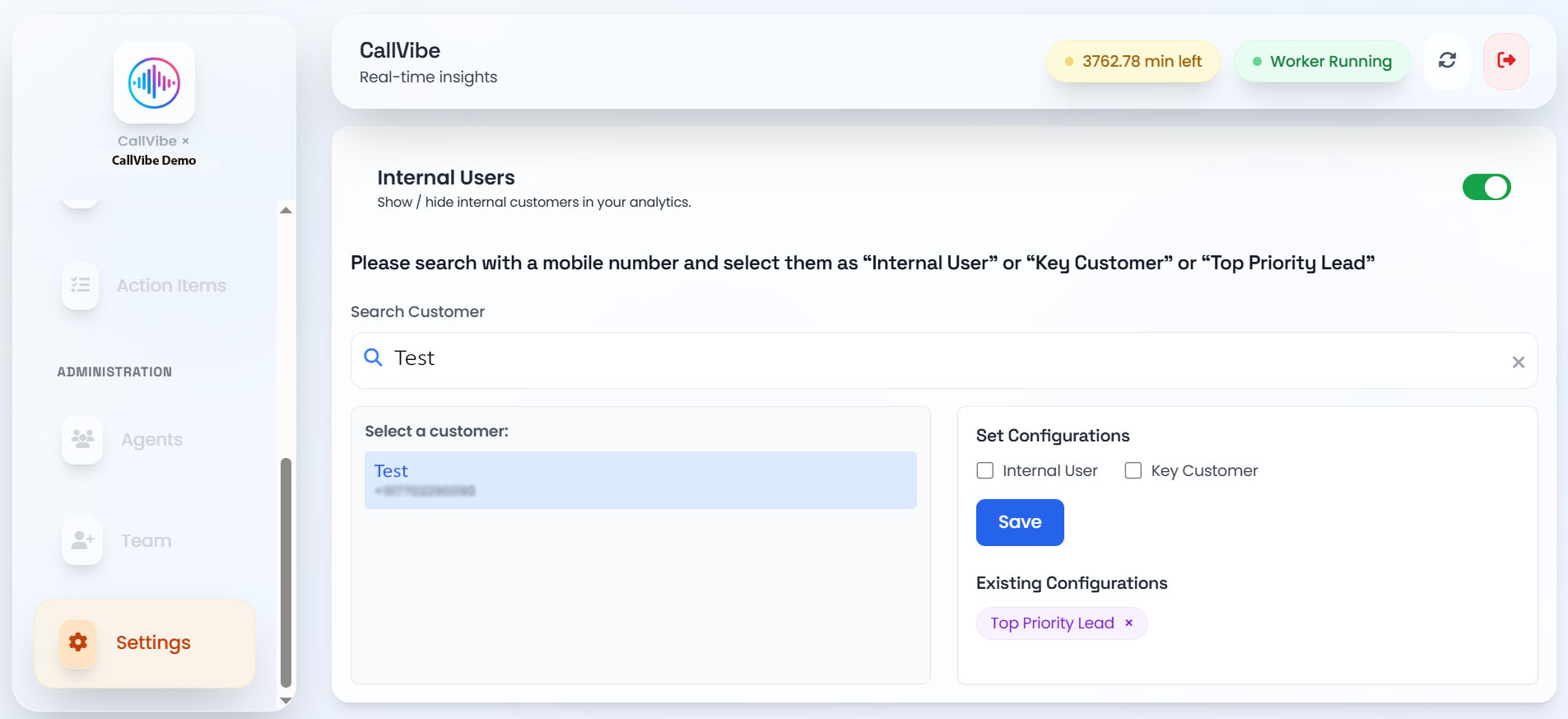 Customer Management page